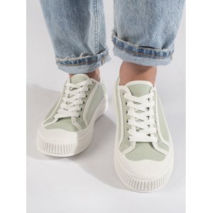 Stylové dámské  tenisky zelené bez podpatku