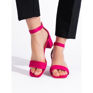 Luxusní  sandály růžové dámské na širokém podpatku