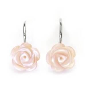 Šperky4U Stříbrné náušnice - růže z perleti růžové - CS5213