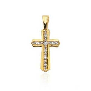 NUBIS® Diamantový přívěšek křížek, žluté zlato a brilianty - K-005-YG