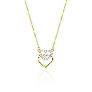 NUBIS® Diamantový náhrdelník se srdíčky, žluté a bílé zlato a brilianty - C-025-YG
