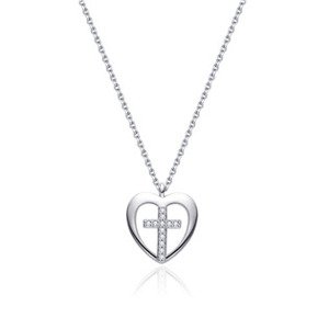 NUBIS® Střibrný náhrdelník srdce s křížkem - NB-2349